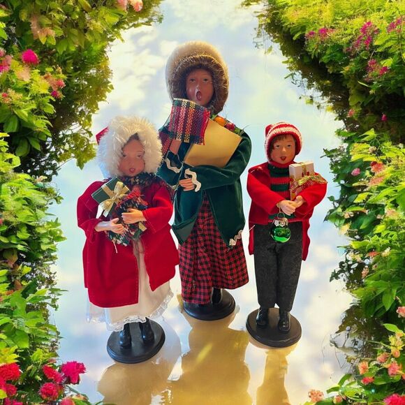 Christmas Carolers Figurines Lot Of 3 Woman, Boy And Girl Open Mouth 9-11” - Picture 1 of 6